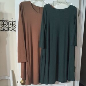 Brown and Green Long Sleeve Dresses Bundle